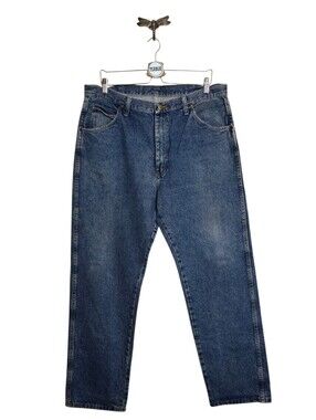 Wrangler Jeans Men's 38 Blue Regular Fit Straight Leg Denim Workwear